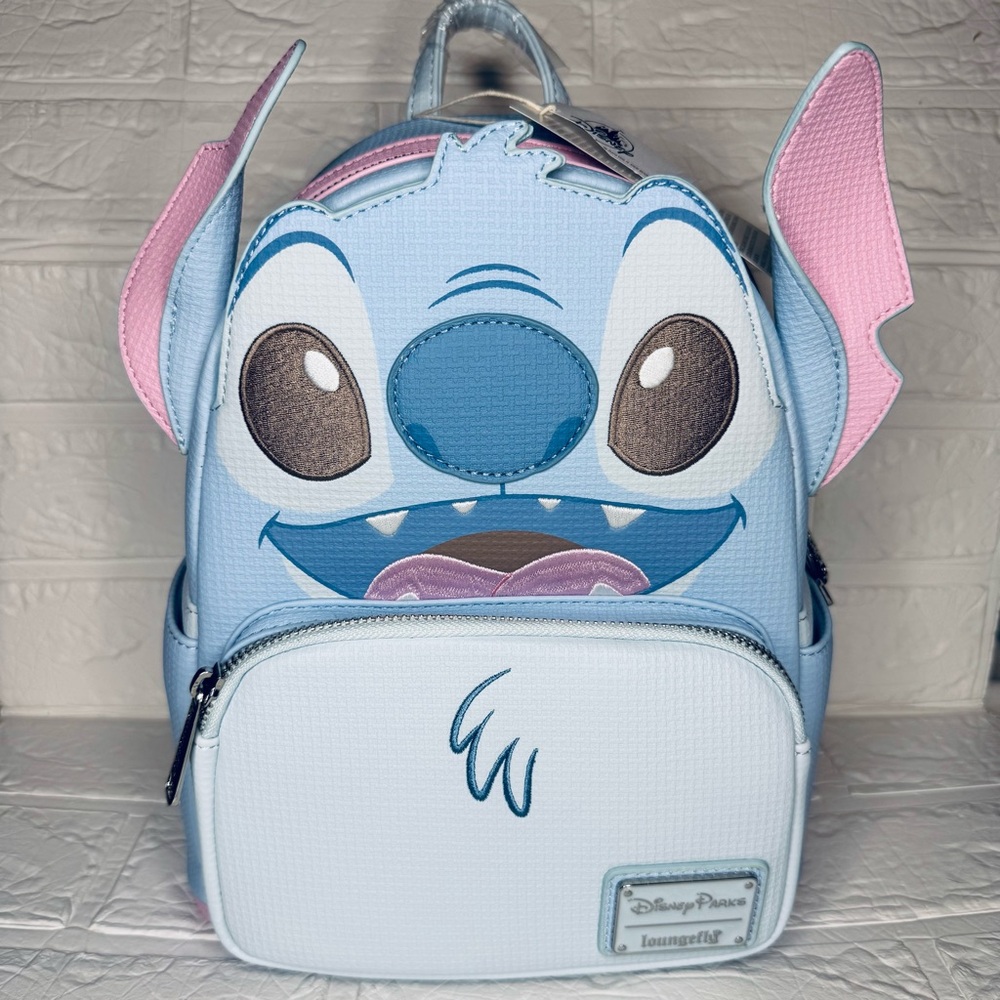 New Loungefly Disney Stitch Mini Backpack - Light Blue and Pink - Picture 10 of 11